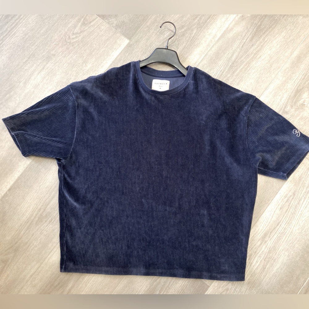 YoungLA navy blue boxy corduroy top. Size medium